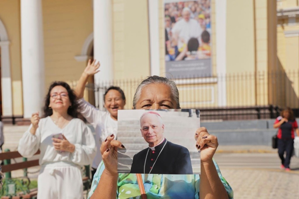 Catholics hold a photo of newly elected Pope Leo XIV, in front of the Cathedral of Chiclayo, Peru, on May 8, 2025, where he served as bishop for several years. AP Photo/Manuel Medina Catholics hold a photo of newly elected Pope Leo XIV, in front of the Cathedral of Chiclayo, Peru, on May 8, 2025, where he served as bishop for several years. AP Photo/Manuel Medina