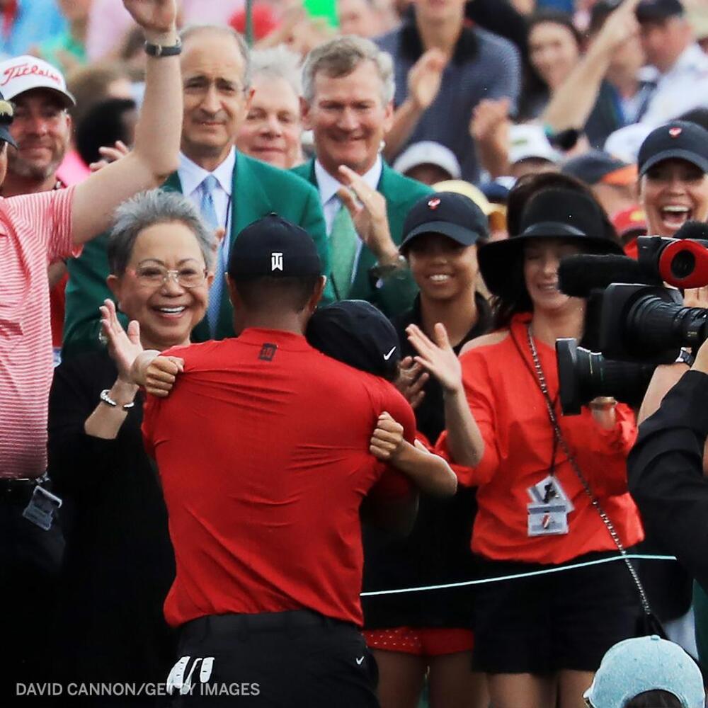 ESPN captures the moment last year when golfing great Tiger Wood wins the Masters at Augusta and reaches out to his loved ones and his beloved mother. ESPN captures the moment last year when golfing great Tiger Wood wins the Masters at Augusta and reaches out to his loved ones and his beloved mother.