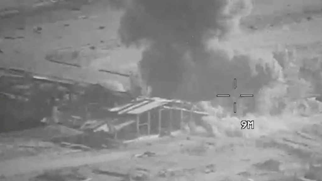 Smoke rises from an explosion at an unknown location, during what the U.S. Central Command (CENTCOM) says are strikes on Iranian military targets, in this screengrab taken from a handout video released on July 23, 2026. U.S. Central Command/Handout via REUTERS