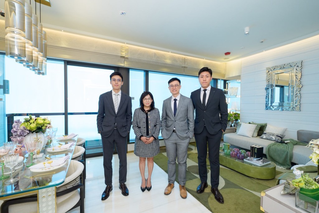 From left: marketing and sales assistant manager Kong Lau; Fonnie Chan; marketing and sales managers William Chan and Tony Fong