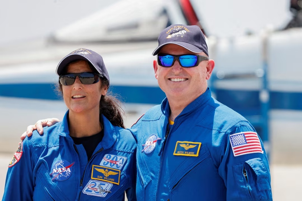 NASA astronauts Butch Wilmore and Suni Williams pose ahead of the launch of Boeing's Starliner-1 Crew Flight Test (CFT), in Cape Canaveral, Florida, U.S., April 25, 2024. REUTERS/Joe Skipper/File Photo NASA astronauts Butch Wilmore and Suni Williams pose ahead of the launch of Boeing's Starliner-1 Crew Flight Test (CFT), in Cape Canaveral, Florida, U.S., April 25, 2024. REUTERS/Joe Skipper/File Photo