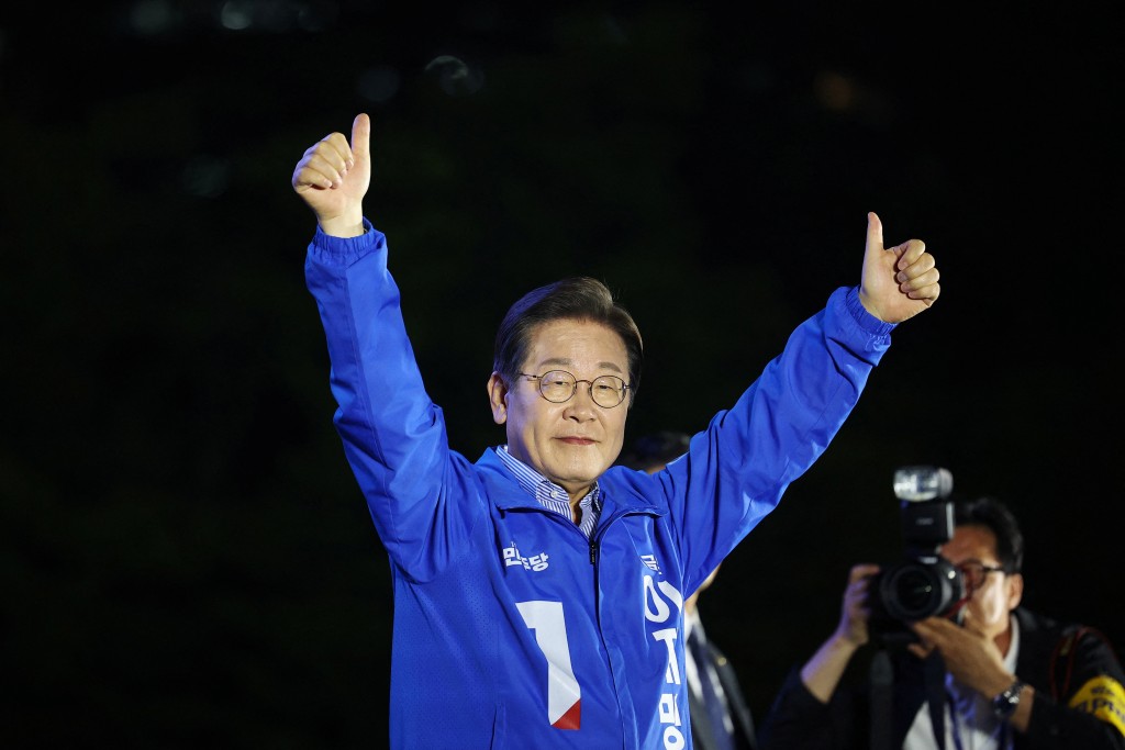 Lee Jae-myung, the presidential candidate of South Korea's Democratic Party, gestures during an election campaign rally in Seoul, South Korea, June 2, 2025. (Reuters)