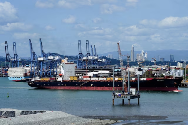 A ship sails near the Balboa Port at Panama Canal. (Reuters)