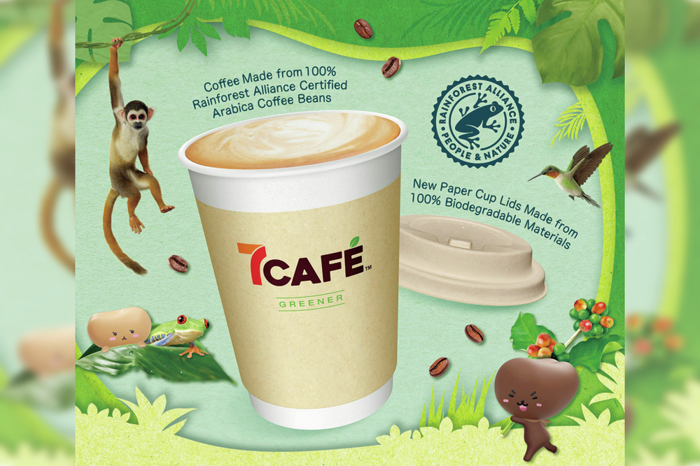 7CAFÉ is now committed to using 100% Rainforest Alliance Certificated Arabica Coffee Beans and paper cups and lids made of materials that are more sustainable to the environment.