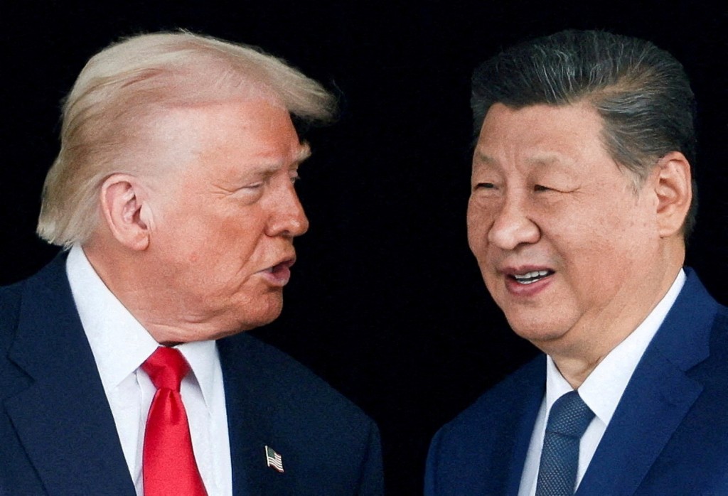 U.S. President Donald Trump and Chinese President Xi Jinping talk as they leave after a bilateral meeting at Gimhae International Airport, on the sidelines of the Asia-Pacific Economic Cooperation (APEC) summit, in Busan, South Korea, October 30, 2025. (Reuters)