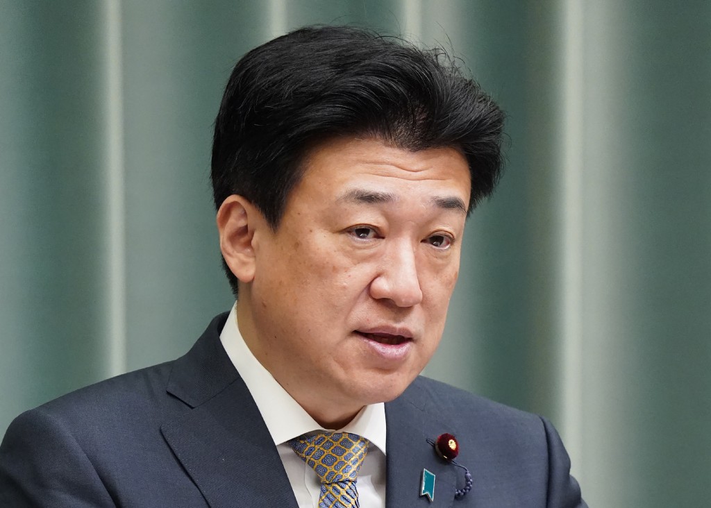 Photo by STR / JIJI PRESS / AFP  Japan's Chief Cabinet Secretary Minoru Kihara holds a press conference at the Prime Minister's Office in Tokyo on April 7, 2026.