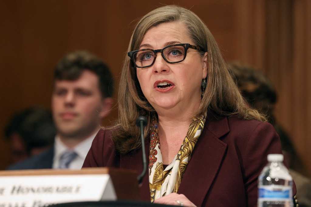 Federal Reserve Board Governor Michelle Bowman, U.S. President Donald Trump's nominee to be Federal Reserve vice chair for supervision, testifies before a Senate Banking, Housing, and Urban Affairs Committee confirmation hearing on Capitol Hill in Washington, D.C., U.S., April 10, 2025. REUTERS