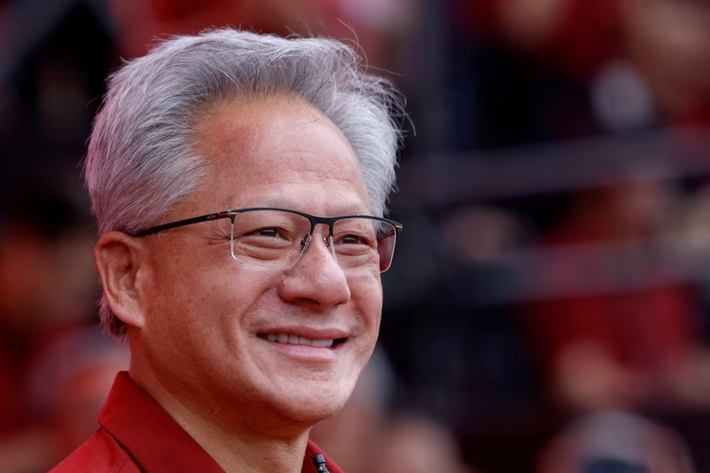  Jensen Huang, CEO of Nvidia, reacts during TSMC’s annual sports day in Hsinchu, Taiwan November 8, 2025. REUTERS/Ann Wang