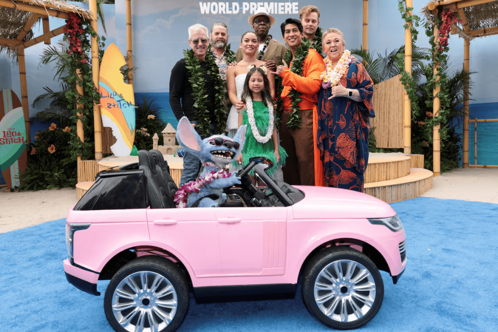 Chris Sanders, Billy Magnussen, Zach Galifianakis, Maia Kealoha, Sydney Agudong, Courtney B. Vance, Kaipo Dudoit, Amy Hill and Stitch attend a premiere for the film "Lilo & Stitch" in Los Angeles, California, U.S. May 17, 2025. REUTERS/Mario Anzuoni/File Photo 