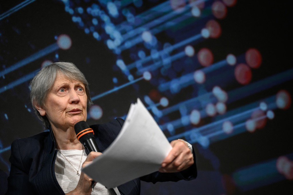 Photo by FABRICE COFFRINI / AFP Co-Chair of the Independent panel for pandemic preparedness and response and former Prime Minister of New Zealand Helen Clark speaks during a session on the sidelines of the World Health Assembly in Geneva on May 19, 2026.