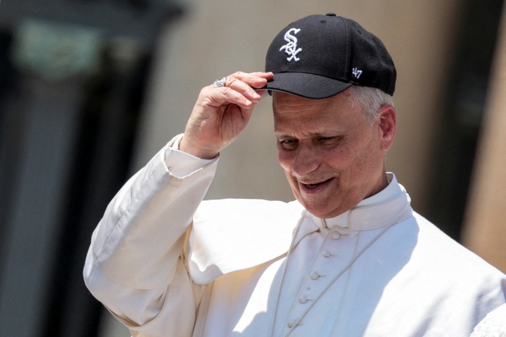 Pope Leo XIV wears a Chicago White Sox cap, on the day of his general audience in St. Peter's Square, at the Vatican June 11, 2025. (Reuters)