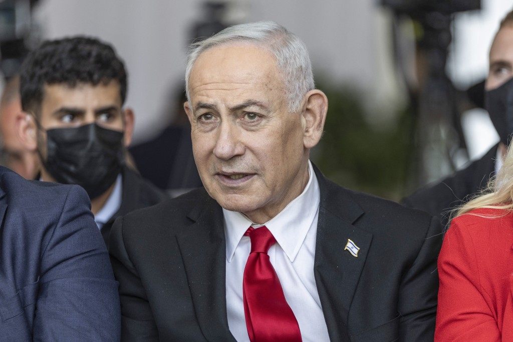 Israel's Prime Minister Benjamin Netanyahu attends a cornerstone laying ceremony for the Atarot Heritage Center at an abandon airport in East Jerusalem near the separation wall with the Israeli occupied West Bank city of Ramallah on July 5, 2026. (Photo by ilia YEFIMOVICH / AFP)