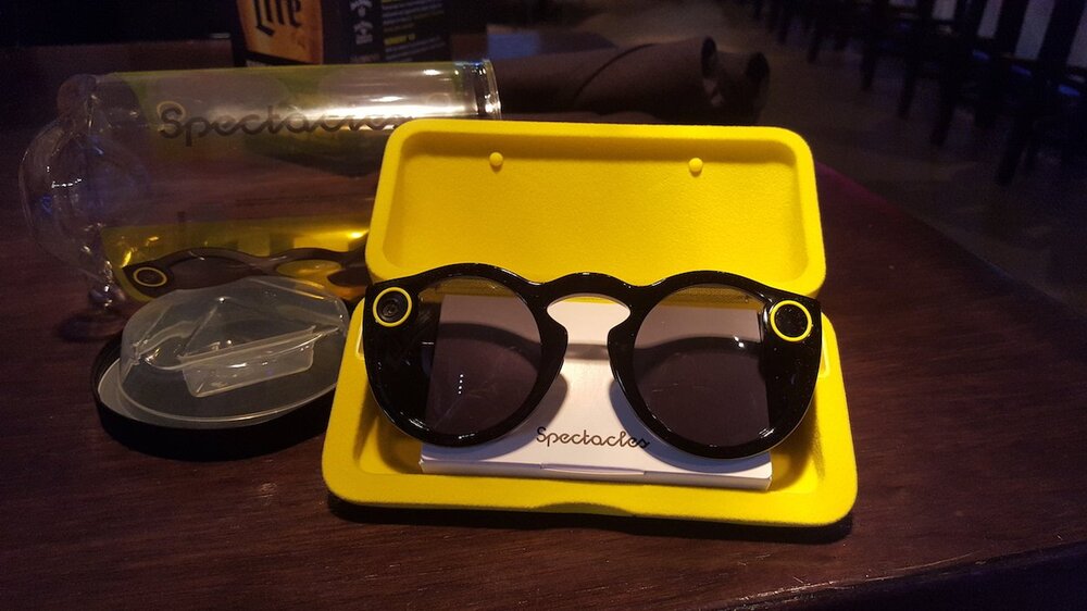 The Snapchat 'Spectacles' are augmented reality glasses with steel frames and dual HD cameras. The Snapchat 'Spectacles' are augmented reality glasses with steel frames and dual HD cameras.