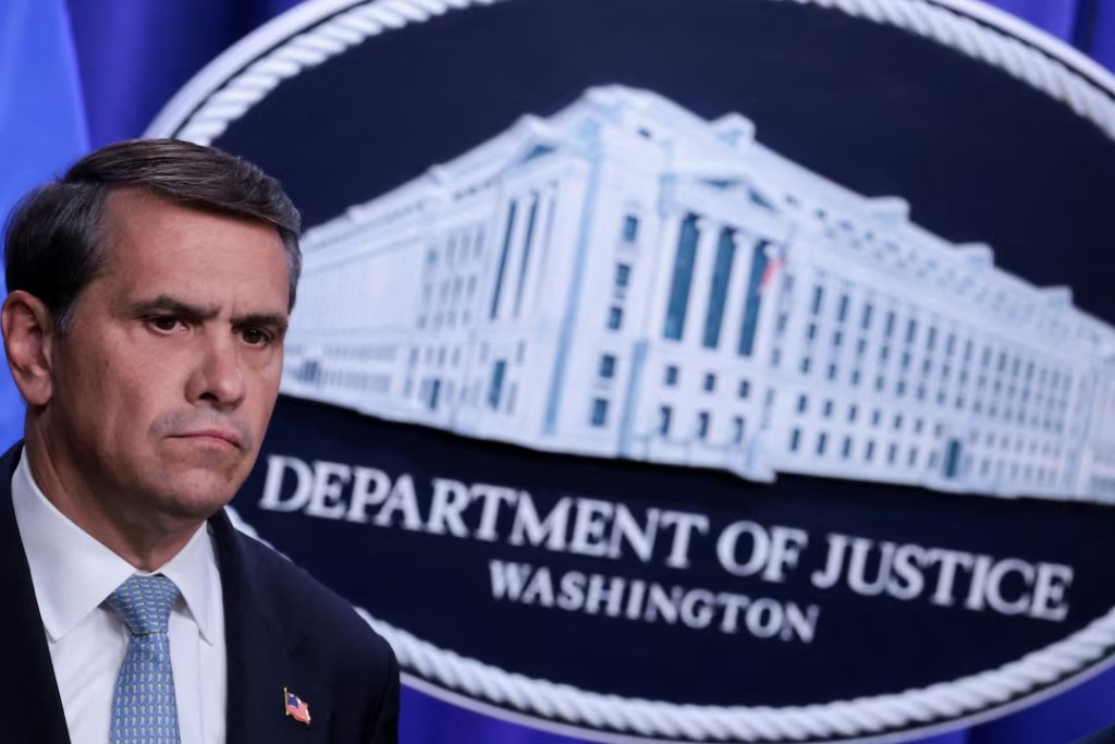 FILE PHOTO: Acting US Attorney General Todd Blanche attends a press conference to announce new Trump administration actions against the Jalisco New Generation Cartel (CJNG), at the Justice Department in Washington, D.C., U.S., August 5, 2026. REUTERS/Jonathan Ernst/File Photo/File Photo