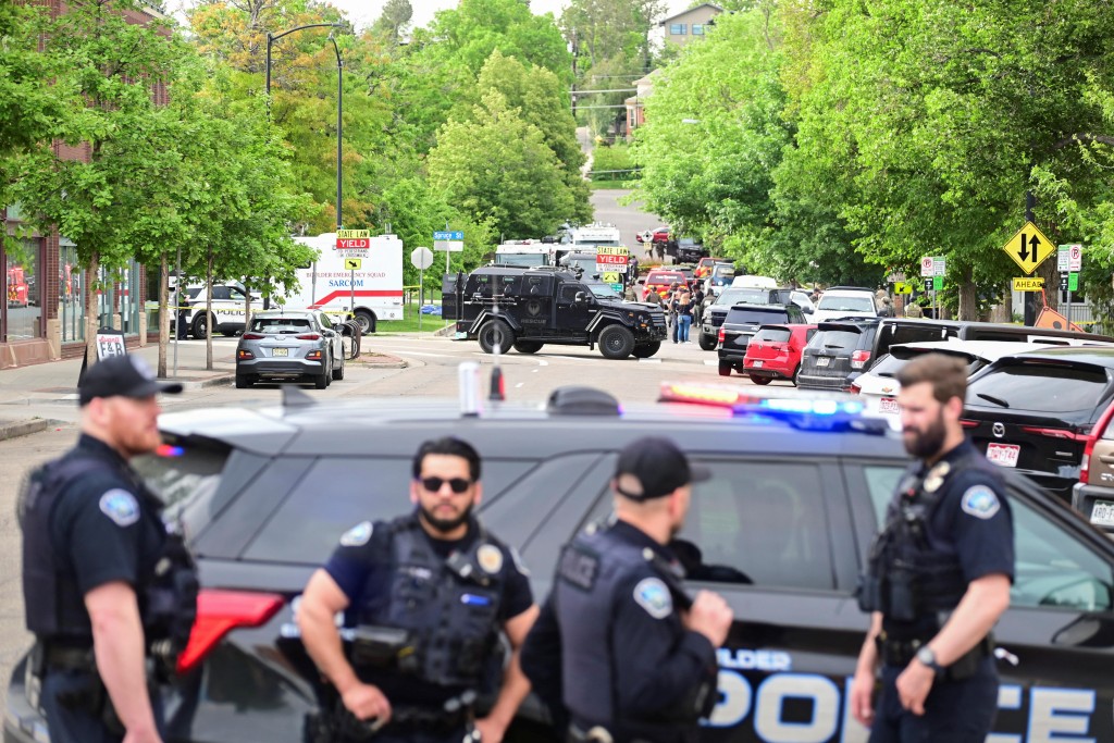 Police gather, after an attack that injured multiple people, in Boulder, Colorado, U.S. June 1, 2025. (Reuters)