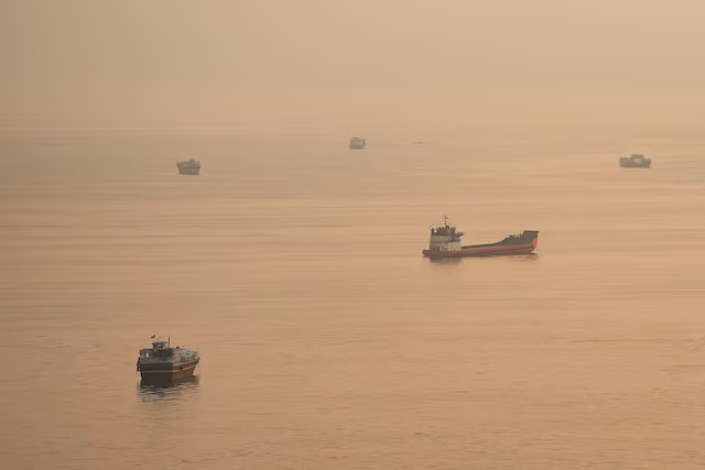 Vessels at the Strait of Hormuz, as seen from Musandam, Oman, October 12, 2026. REUTERS/Stringer/File Photo
