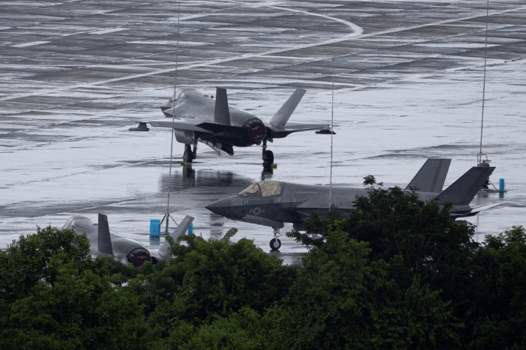 U.S. Marine Corps F-35 fighter jets are parked on the tarmac at the former Roosevelt Roads Naval Station in Ceiba, Puerto Rico, November 1, 2025. REUTERS/Ricardo Arduengo