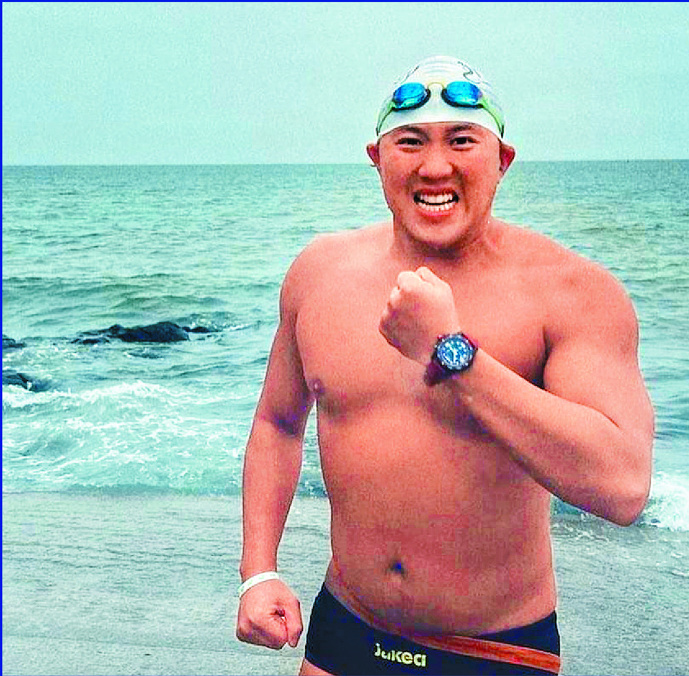 Ryan Leung swam the North Channel in 14 hours and five minutes. Ryan Leung swam the North Channel in 14 hours and five minutes.