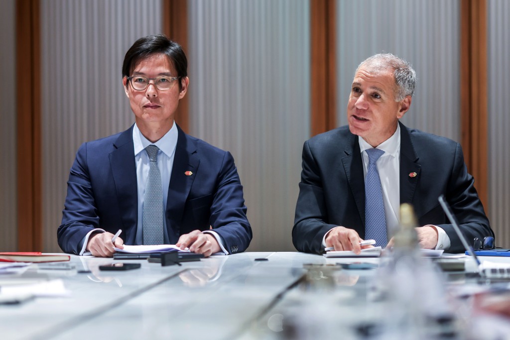 Georges Elhedery, right, and David Liao. Singtao