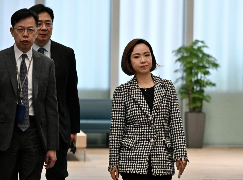 New People's Party lawmaker Judy Chan Ka-pui (right).