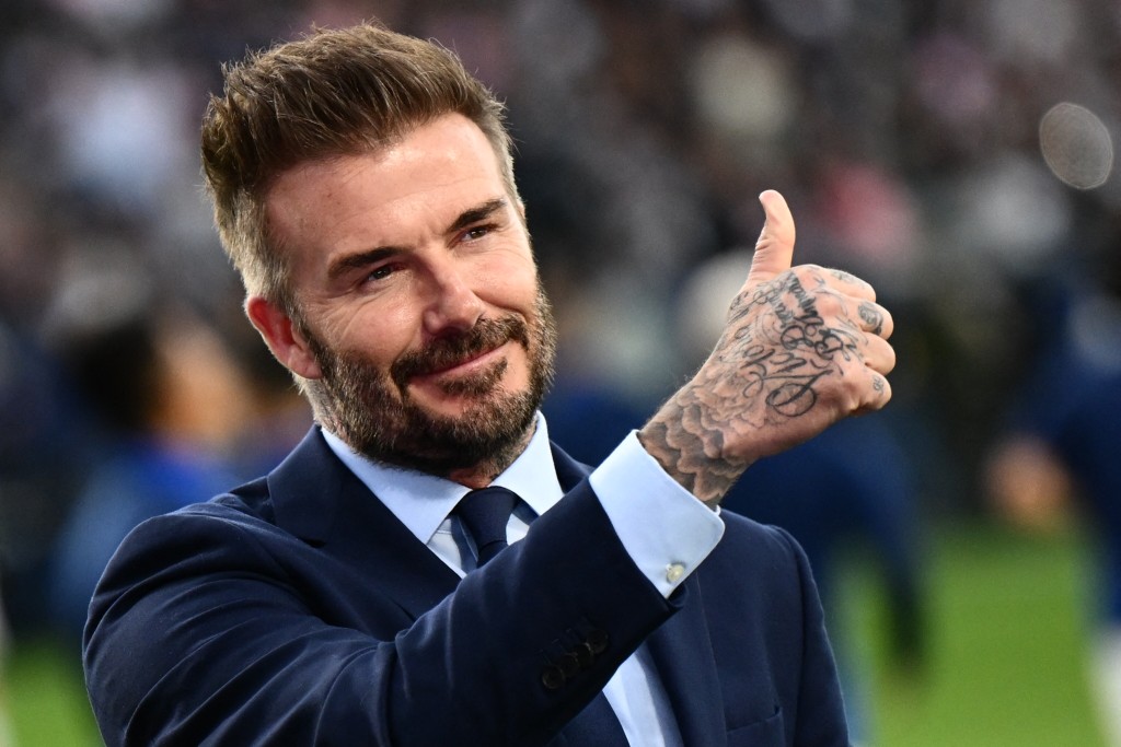 Photo by PATRICK T. FALLON / AFP  David Beckham, president and co-owner of Inter Miami, gives a thumbs up ahead of the MLS football match between LA Galaxy and Inter Miami FC at Dignity Health Sports Park on February 25, 2024, in Carson California.