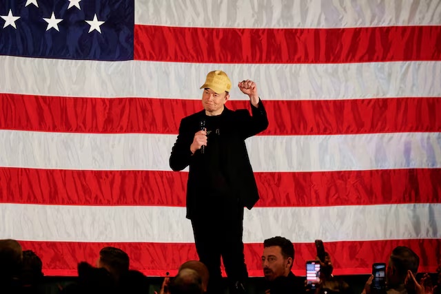 Tesla CEO and X owner Elon Musk, who supports Republican presidential nominee former U.S. President Donald Trump, gestures as he speaks about voting during an America PAC Town Hall in Folsom, Pennsylvania, U.S., October 17, 2024. REUTERS/Rachel Wisniewski/File Photo Tesla CEO and X owner Elon Musk, who supports Republican presidential nominee former U.S. President Donald Trump, gestures as he speaks about voting during an America PAC Town Hall in Folsom, Pennsylvania, U.S., October 17, 2024. REUTERS/Rachel Wisniewski/File Photo