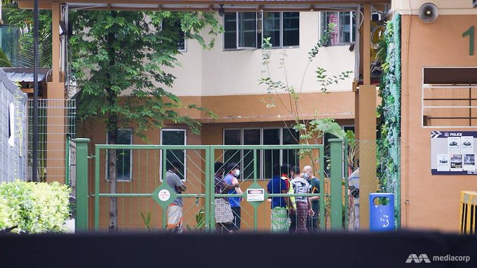 Saingapore's foreign migrant workers queue inside Blue Stars Dormitory along 3 Kian Teck Lane. Saingapore's foreign migrant workers queue inside Blue Stars Dormitory along 3 Kian Teck Lane.