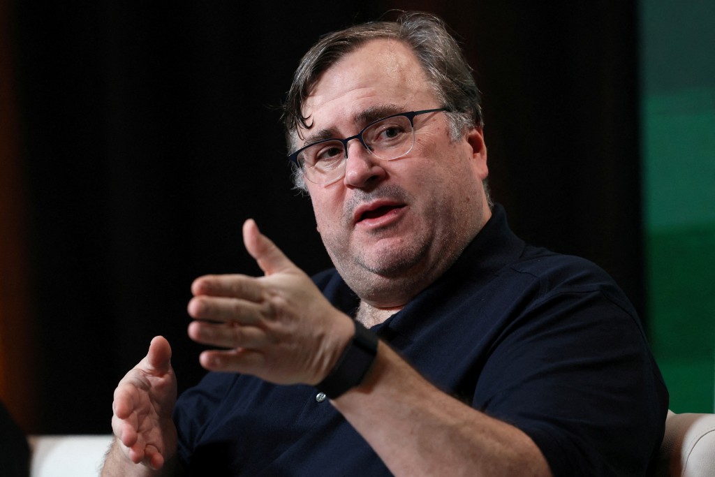 Reid Hoffman, partner at Greylock; co-founder of LinkedIn and co-founder of Infection AI, speaks during the Axios BFD event in New York City, U.S., October 12, 2023. (Reuters)
