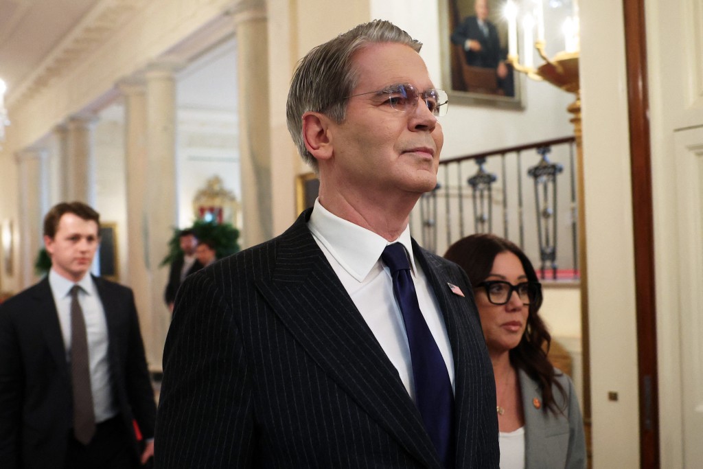 U.S. Treasury Secretary Scott Bessent looks on before an event celebrating 2025 MLS Cup Champions Inter Miami CF in the East Room of the White House on March 05, 2026. (AFP)