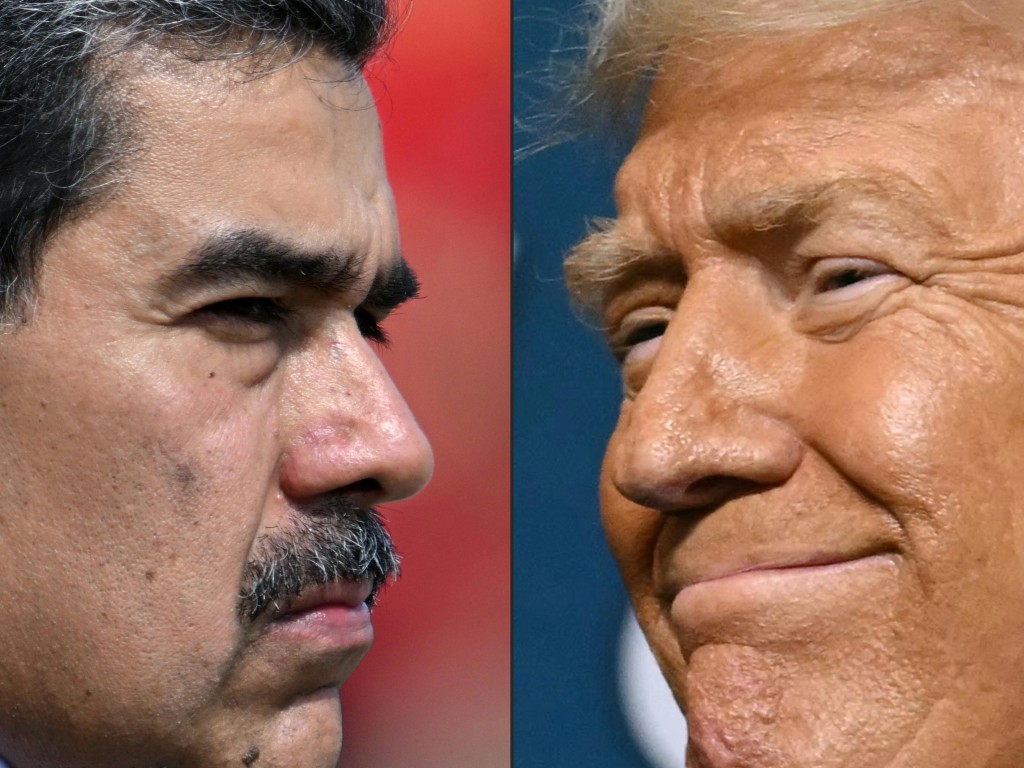 Photo by JUAN BARRETO / AFP. This combination of pictures created on August 08, 2025 shows Venezuela's President Nicolas Maduro (L) in Caracas on January 10, 2025, and US President Donald Trump (R) in Pittsburgh, Pennsylvania on July 15, 2025.