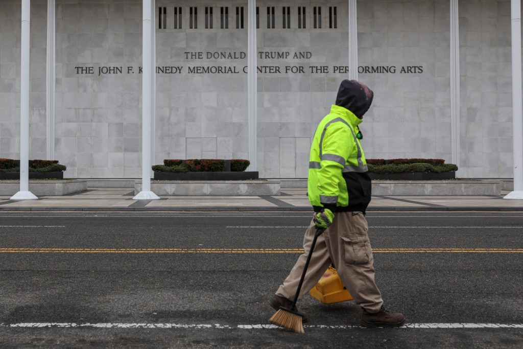 A worker walks in front of the recently renamed Donald J. Trump and John F. Kennedy Memorial Center for the Performing Arts, in Washington, D.C., U.S., December 29, 2025. (Reuters)