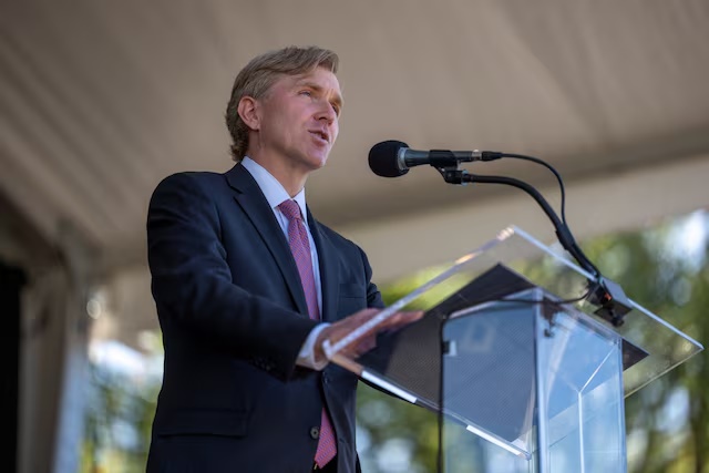 Elbridge Colby, United States Under Secretary of Defense for Policy, delivers remarks during the Desert Shield and Desert Storm Memorial dedication ceremony in Washington, DC, US, October 24, 2026. REUTERS/Daniel Heuer