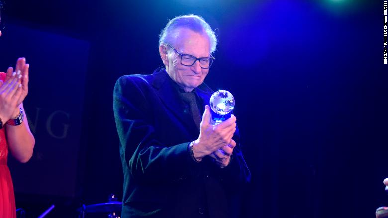 Larry King receives a Lifetime Achievement Award at The Soiree gala in February 2019.