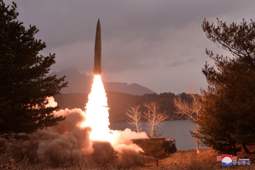 View shows a missile fired by the North Korean military at an undisclosed location in this picture released by North Korea's Central News Agency (KCNA) on March 15, 2023. KCNA via REUTERS/File photo