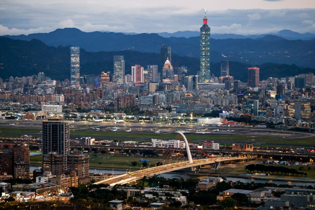 A general view shows Taipei city skyline, including the Taipei 101 skyscraper, with Songshan Airport in the foreground in Taipei, Taiwan. (Reuters)