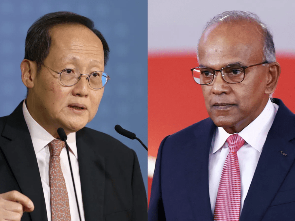 Tan See Leng, left, and K. Shanmugam. (Lionel Ng/Bloomberg; Edgar Su/AFP/Getty Images)