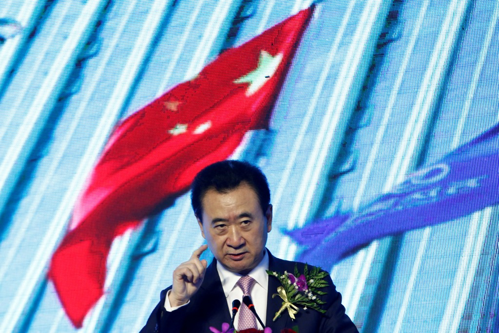 Wanda Group Chairman Wang Jianlin speaks before a signing ceremony between his company and the Abbott World Marathon Majors (WMM) in Beijing, China April 26, 2017. REUTERS/Thomas Peter