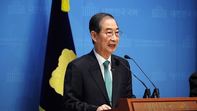 South Korea's former acting President Han Duck-soo speaks during a press conference to announce a presidential bid at the National Assembly in Seoul, South Korea on May 2, 2025. (File photo: Reuters/Kim Hong-Ji)