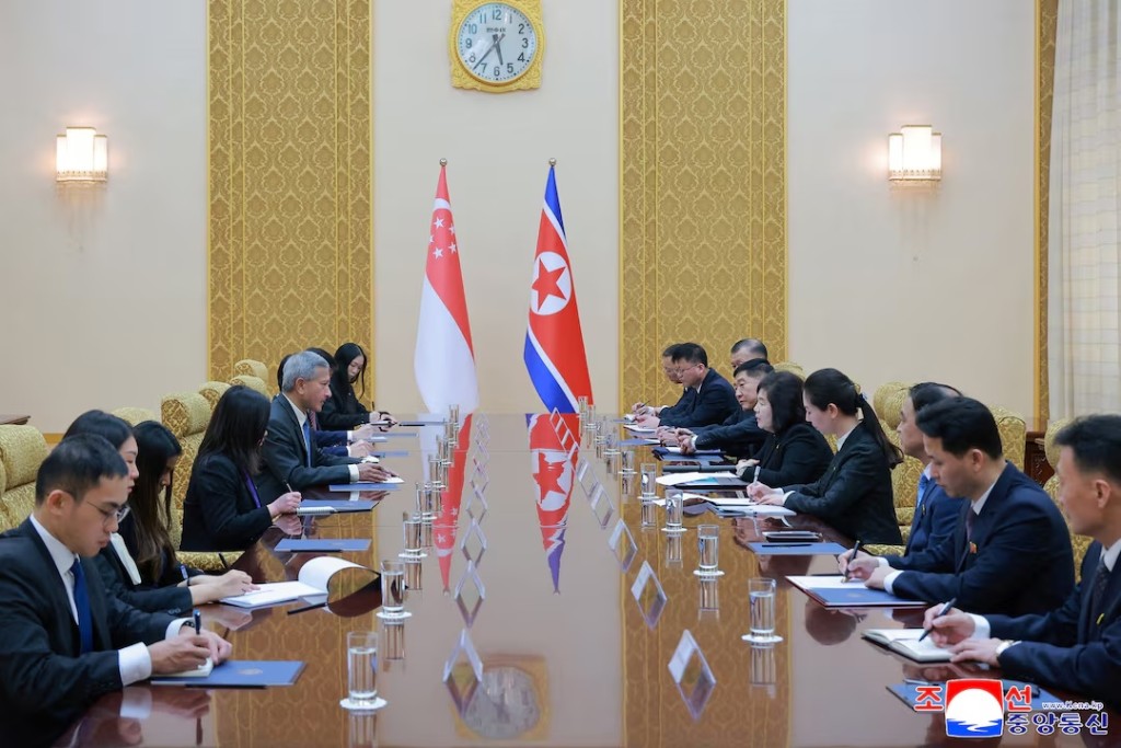 North Korea's Foreign Minister Choe Son Hui meets with Singapore Foreign Minister Vivian Balakrishnan in Pyongyang, North Korea, May 26, 2026, in this picture released by North Korea's official Korean Central News Agency. KCNA via REUTERS
