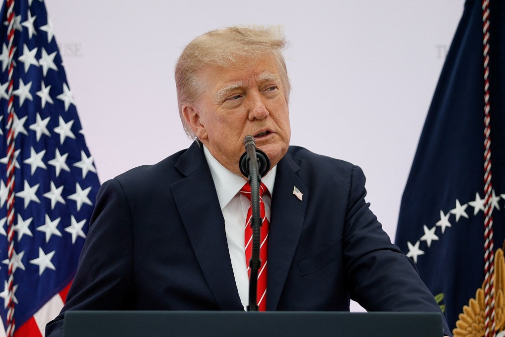 US President Donald Trump delivers remarks during the "A New Golden Age" summit at the US Institute of Peace, renamed The Donald J. Trump Institute of Peace by the Trump administration, in Washington, DC, US, October 8, 2026. REUTERS