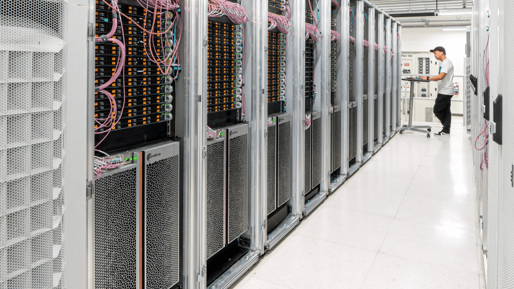 A view of Condor Galaxy supercomputing systems for artificial intelligence work made by Cerebras Systems, in Santa Clara, California, U.S., in this undated handout photo received on July 19, 2023. Courtesy of Rebecca Lewington of Cerebras Systems/Handout via REUTERS