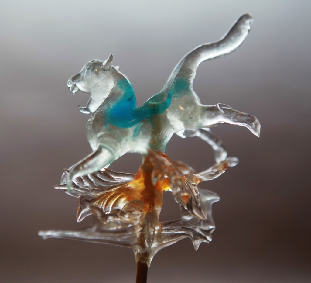 A sugar sculpture is a hands-on skill that involves a lot of kneading and pulling.