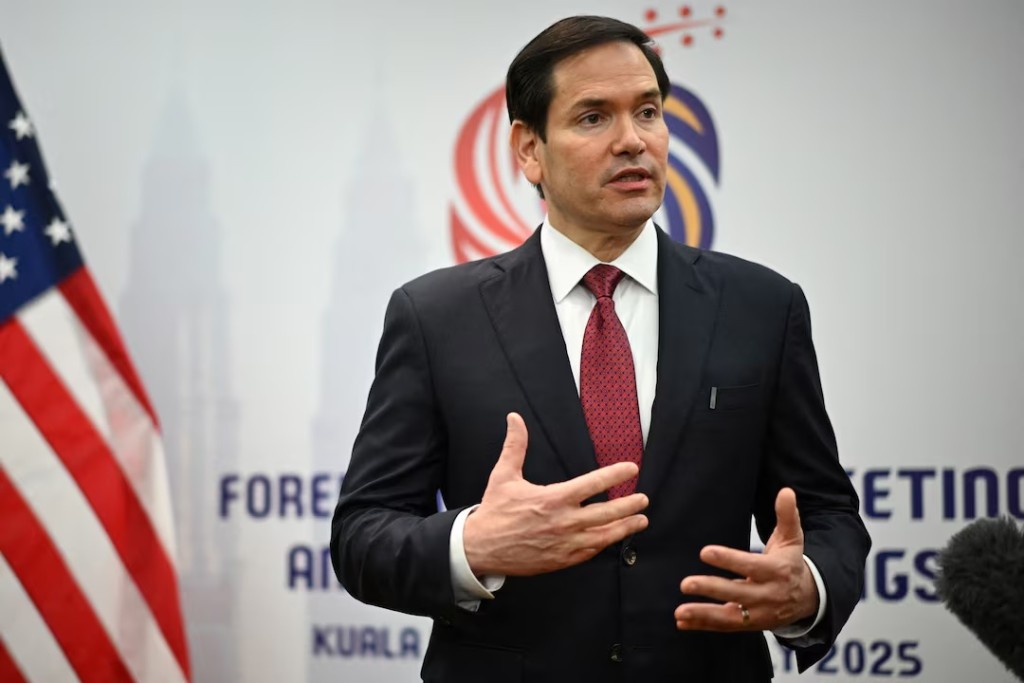 US Secretary of State Marco Rubio takes part in a media briefing during the 58th Association of Southeast Asian Nations (ASEAN) Foreign Ministers' meeting and related meetings at the Convention Centre in Kuala Lumpur, Malaysia on July 10, 2025. (MANDEL NGAN/Pool via REUTERS)
