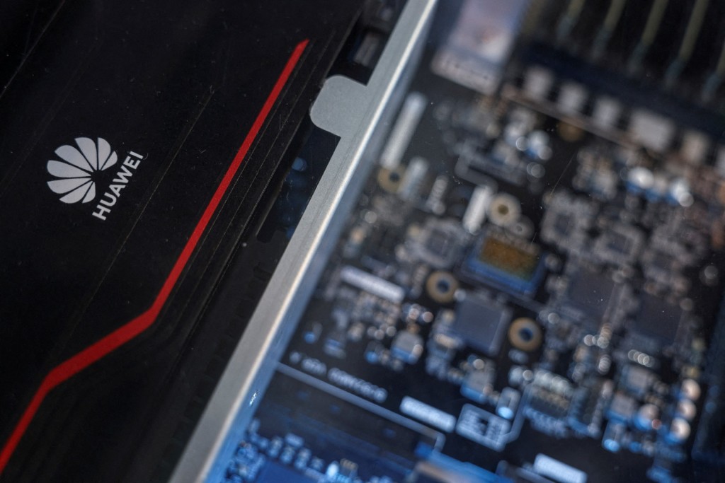 A Huawei Atlas 800 inference server is displayed. REUTERS