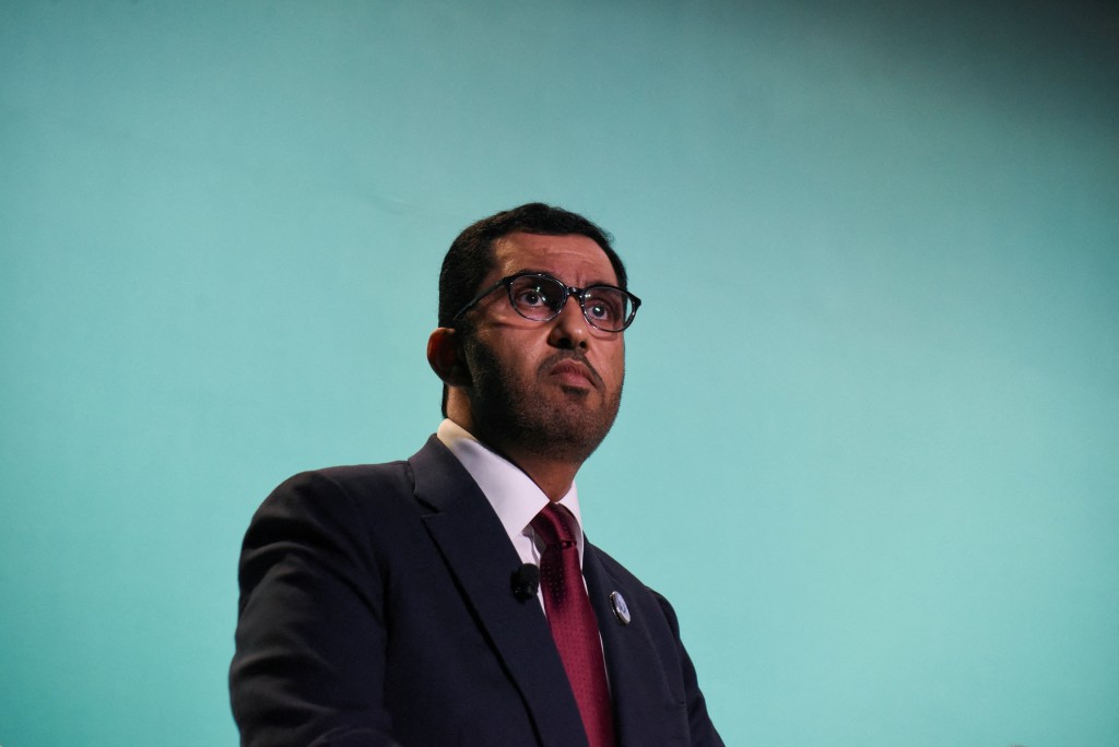 United Arab Emirates Minister of Industry and Advanced Technology Sultan Al Jaber, looks on while delivering a speech during the CERAWeek 2023 energy conference in Houston, Texas, U.S. March 6, 2023.  REUTERS/Callaghan O'Hare