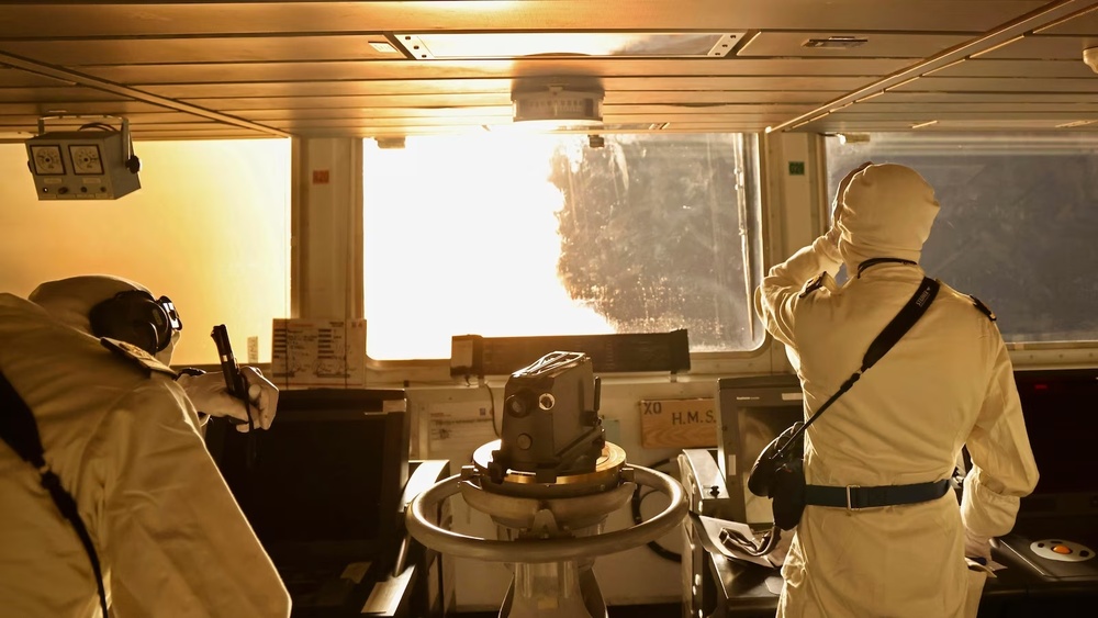 In this photo provided by the United Kingdom Ministry of Defence on Wednesday, Jan. 10, 2024, taken from the bridge of HMS Diamond, Sea Viper missiles are fired in the Red Sea. U.S. and British militaries are bombing more than a dozen sites used by the Iranian-backed Houthis in Yemen, in a massive retaliatory strike using warship-launched Tomahawk missiles.(UK Ministry of Defence via AP) In this photo provided by the United Kingdom Ministry of Defence on Wednesday, Jan. 10, 2024, taken from the bridge of HMS Diamond, Sea Viper missiles are fired in the Red Sea. U.S. and British militaries are bombing more than a dozen sites used by the Iranian-backed Houthis in Yemen, in a massive retaliatory strike using warship-launched Tomahawk missiles.(UK Ministry of Defence via AP)