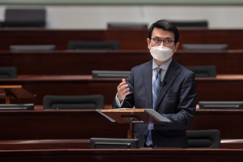 Edward Yau speaks at a Legislative Council meeting on Wednesday, May 18, 2022. Edward Yau speaks at a Legislative Council meeting on Wednesday, May 18, 2022.