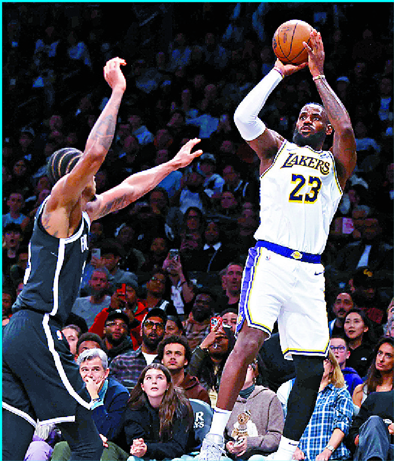 LeBron James hit nine three-pointers. AFP LeBron James hit nine three-pointers. AFP