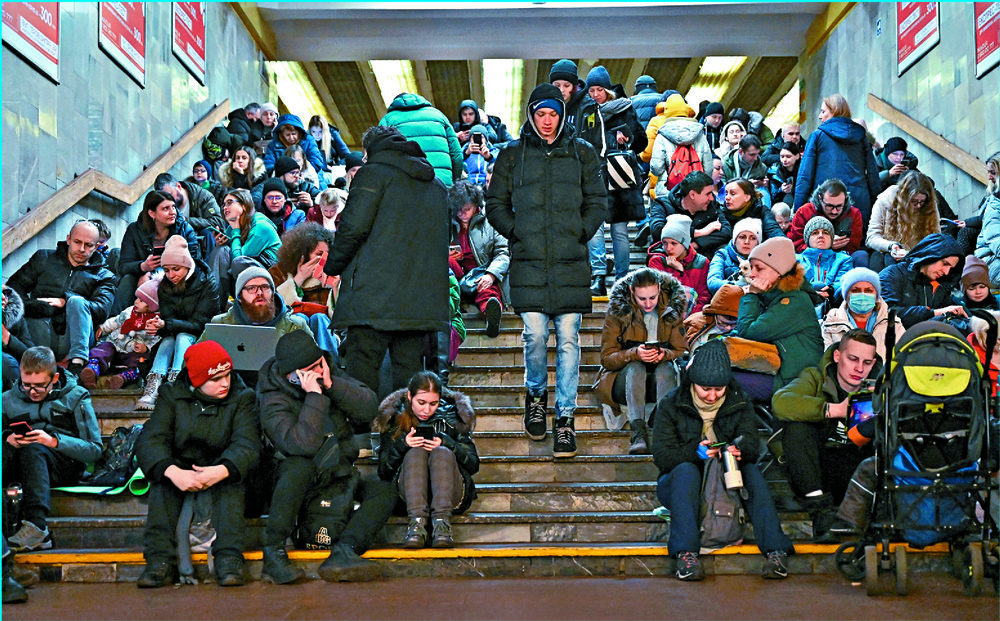 People take shelter inside a metro station during massive Russian missile attacks on Kyiv and other Ukrainian cities. REUTERS People take shelter inside a metro station during massive Russian missile attacks on Kyiv and other Ukrainian cities. REUTERS