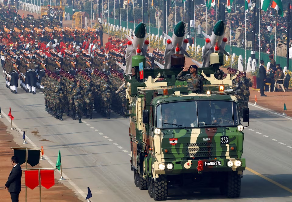 India's "Akash" missiles, mounted on a truck, are displayed during Republic Day parade in New Delhi, India, January 26, 2020. REUTERS/Altaf Hussain/File Photo